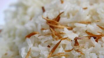 närbild av kokta vit ris video