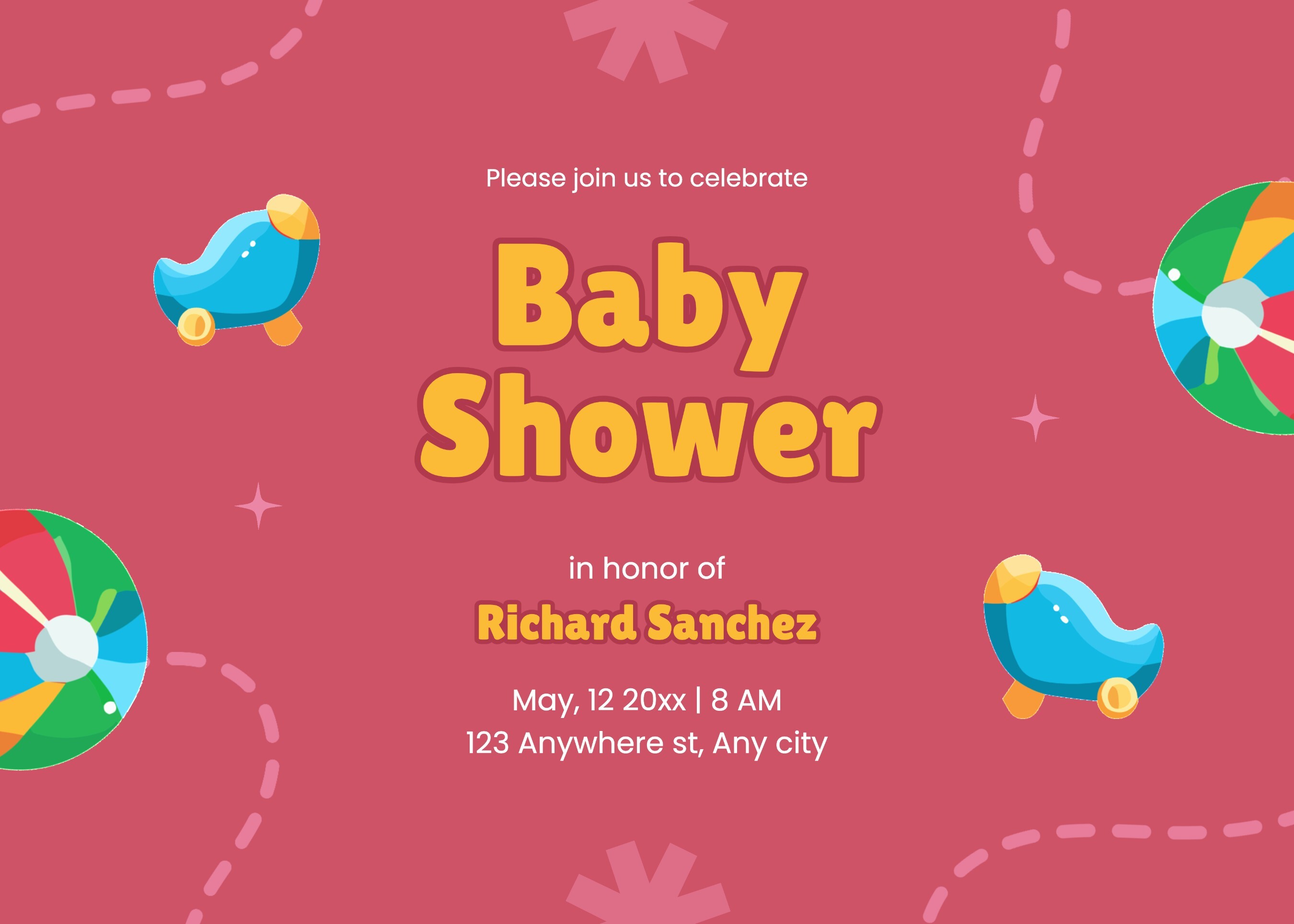 red cute baby shower invitation template