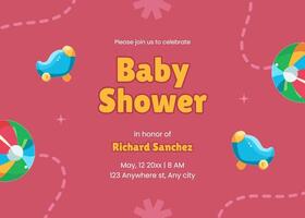 red cute baby shower invitation template