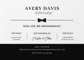 Black White Simple Groosman Greeting Card Invitation template