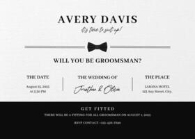 Black White Simple Groosman Greeting Card Invitation template