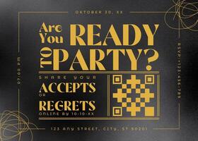 Minimalist Black Gold Text Are You Ready to Party Invitation Card Template