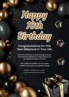 Gift Certificate 18th Birthday template