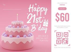 Pink Theme 21st Birthday Gift Certificate template