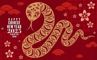 Happy chinese new year 2025 the snake zodiac sign paper cut style on color background. vector