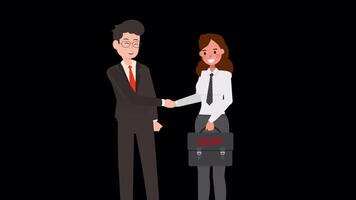 Broker Shakes Hands With Businessman On Alpha Channel 2D Animation video