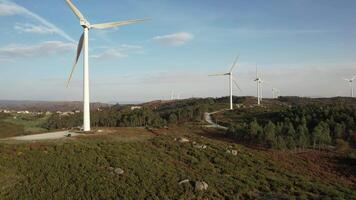 Wind Turbines in the Mountains. Renewable energy video