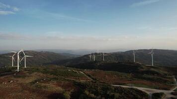Wind Turbines in the Mountains. Renewable energy video