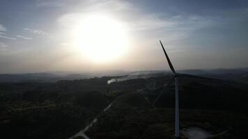 Wind Turbines in the Mountains. Renewable energy video