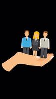 CEO Hand Holds Office Workers Vertical On Alpha Channel 2D Animation video