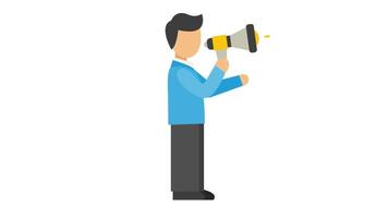 Businessman Calling Into A Megaphone 2D Animation video