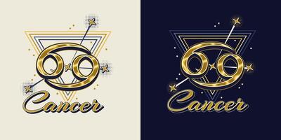 Golden icon of zodiac sign Cancer vector