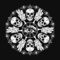 Circular pattern like mandala with skull third eye vector