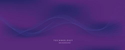 Purple background with flowing wave lines. Futuristic technology concept. illustration vector