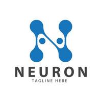 Neuron logo or nerve cell logo design,molecule logo illustration template icon with concept vector