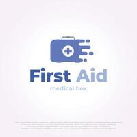 medical bag emblem logo design icon. emergency first aid illustration template vector