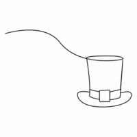 Continuous single one line art St Patrick's Day Leprechaun hat clip art vector