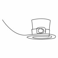 Continuous single one line art St Patrick's Day Leprechaun hat vector