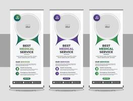 profesional salud cuidado y médico agencia rodar arriba diseño, atractivo moderno rodar arriba bandera diseño modelo para médico y cuidado de la salud vector