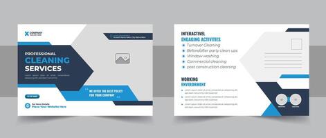 Cleaning service agency postcard template design or Event Card Design, Invitation Design, Professional Business Postcard Design vector