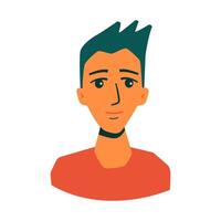 Face of young man with short hairstyle. Isolated illustration for websites, avatar, card and more design vector