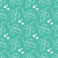 Silhouette of leaves on green background seamless pattern vector