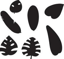 collection of leaf silhouettes in various shapes, ideal for graphic design projects. These stencils can be used as symbols, tree logos, or artwork vector