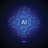 Artificial intelligence circuit line style. Machine learning design. Smart network digital technology. AI vector