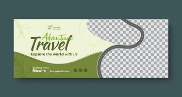 Wild adventure travel banner or Travel agency world holiday post banner vector