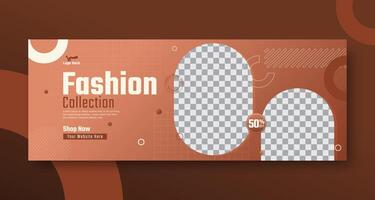 Fashion collection sale banner or social media cover banner template vector