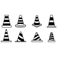 Traffic cone icon set. Road token. Accident symbol collection. Crash logo. vector