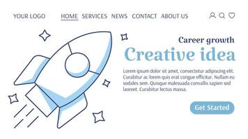 Rocket launch flying over stars. Career growth, creative idea, business concept. Template for web, banner, landing page, website, startup. vector