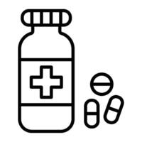 Pills Bottle Line Icon vector