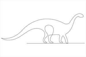 Continuous one line art drawing of dinosaur brachiosaurus outline illustration vector