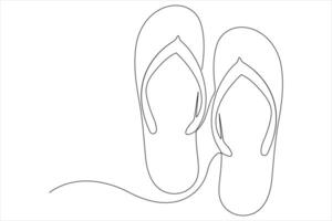 illustration of continuous one line drawing sandals icon footwear outline line design vector