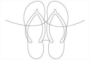 illustration of continuous one line drawing sandals icon footwear outline line design vector