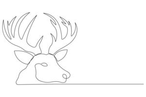 Continuous one line art drawing of wild animal deer outline illustration vector