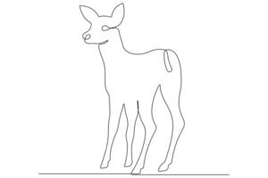 Continuous one line art drawing of wild animal deer outline illustration vector