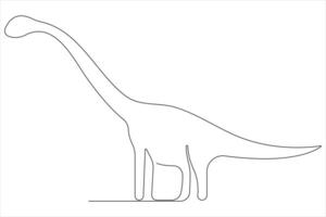 Continuous one line art drawing of dinosaur brachiosaurus outline illustration vector