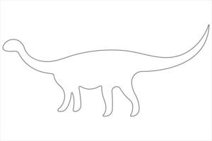 Continuous one line art drawing of dinosaur brachiosaurus outline illustration vector