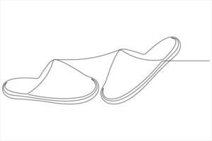 illustration of continuous one line drawing sandals icon footwear outline line design vector