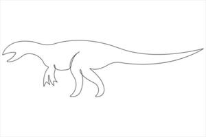 Continuous one line art drawing of dinosaur brachiosaurus outline illustration vector