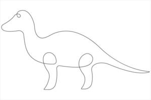 Continuous one line art drawing of dinosaur brachiosaurus outline illustration vector