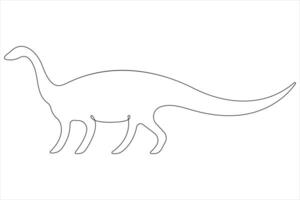 Continuous one line art drawing of dinosaur brachiosaurus outline illustration vector