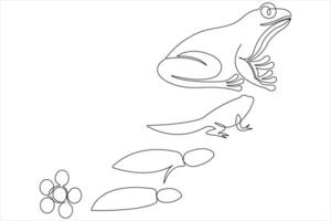 Frog symbol illustration of world animal day continuous one line art vector