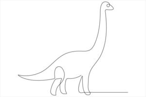 Continuous one line art drawing of dinosaur brachiosaurus outline illustration vector