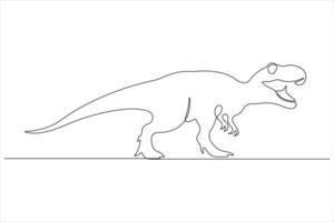 Continuous one line art drawing of dinosaur brachiosaurus outline illustration vector