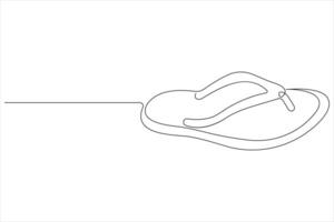 illustration of continuous one line drawing sandals icon footwear outline line design vector