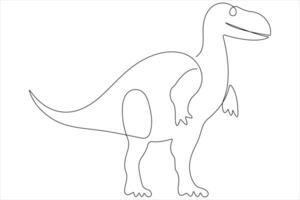 Continuous one line art drawing of dinosaur brachiosaurus outline illustration vector