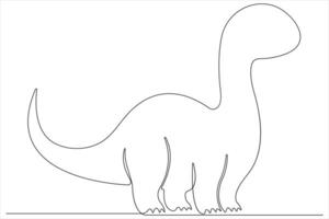 Continuous one line art drawing of dinosaur brachiosaurus outline illustration vector